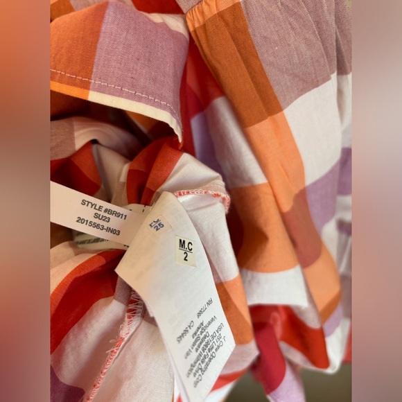 NWT J. Crew Coral Lilac Gingham Checkered Tiered V-Neck Pocketed Dress 14 - Picture 11 of 13